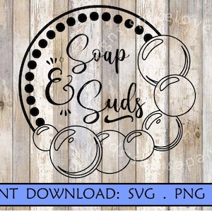 Seife & Suds SVG Washer Trockner Svg Design Wäschezimmer Dekor Bubbles Trockner Clipart Cricut Cut File