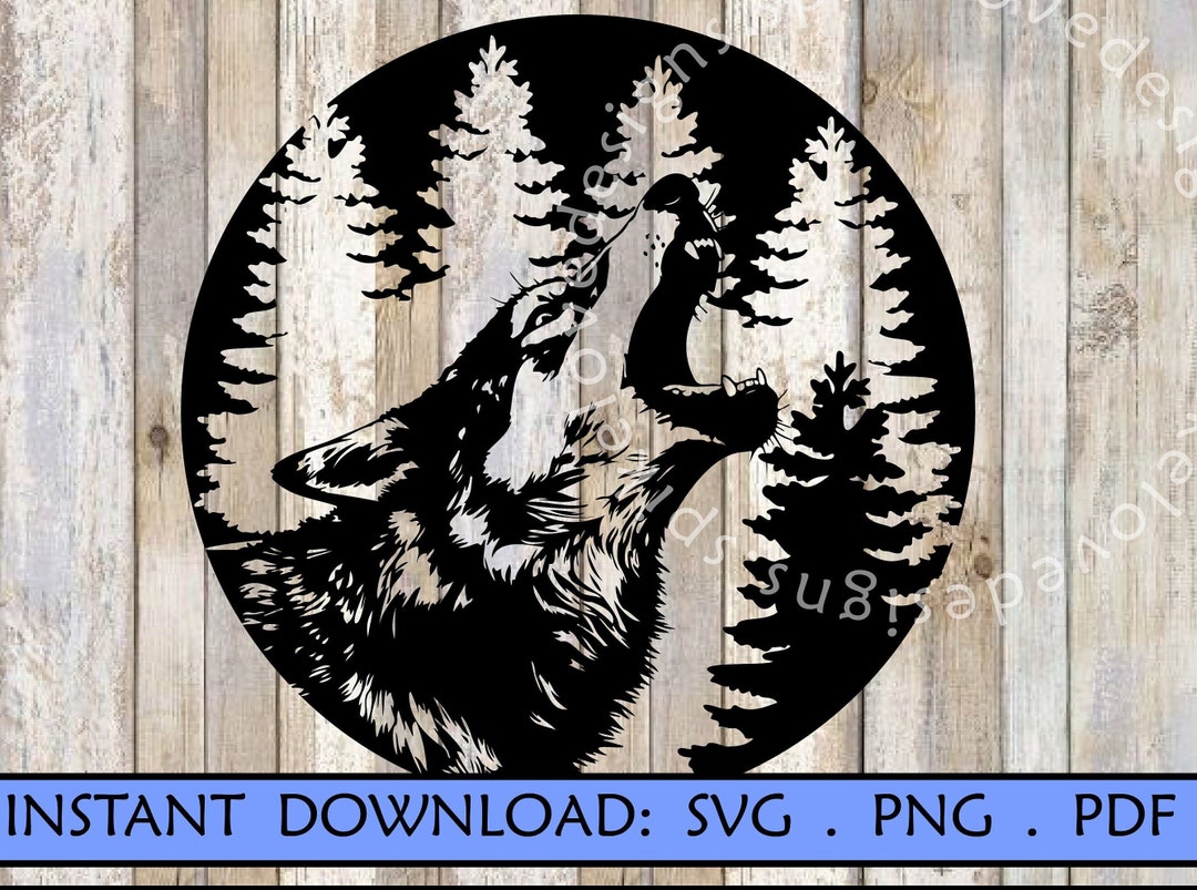 Wolf SVG Howling Wolf SVG Forest Svg Nature Svg Hunting Svg Camping ...