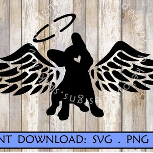 Alas de ángel para Frenchie SVG: Diseño conmemorativo para mascotas (descarga digital)