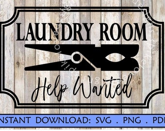 Laundry Room Help Wanted SVG Washer Dryer Design (Digital Download)