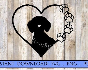 Dackel Herz Pfotenabdruck SVG, Valentine Dackel Hund (Digitaler Download)