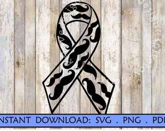 Mustache Cancer Ribbon SVG Movember Prostate Cancer Awareness Design (Digital Download)