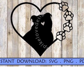 Bulldog Heart Paw Print SVG, Valentine Pet Design (Digital Download)