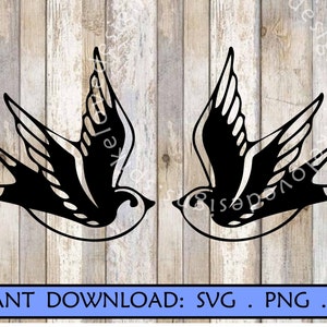 Sparrow Tattoo Swallow SVG design Vintage Sailor tattoo flash art SVG digital design