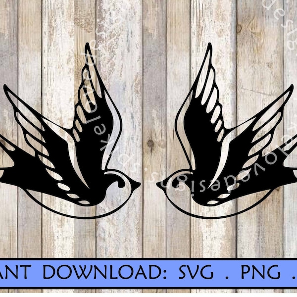 Sparrow Tattoo Swallow SVG design Vintage Sailor tattoo flash art SVG digital design