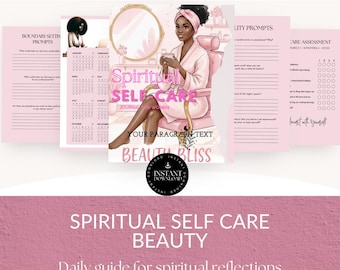 Spiritual Self Care Journal for Black Girls | Wellbeing Prompts (Canva Template)