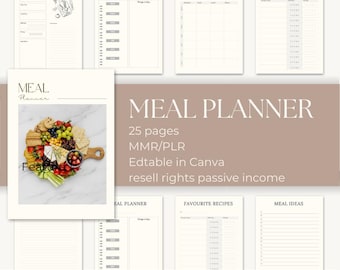 PLR Mahlzeiten- & Rezeptplaner | Canva Vorlagen, Wiederverkaufsrechte (Digitaler Download)