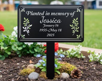 Custom Memorial Plant Metal Stake, Custom Memorial Marker, Custom Plant Tribute Stake, In Memory Of Sign, Outdoor Memorial Garden Stake