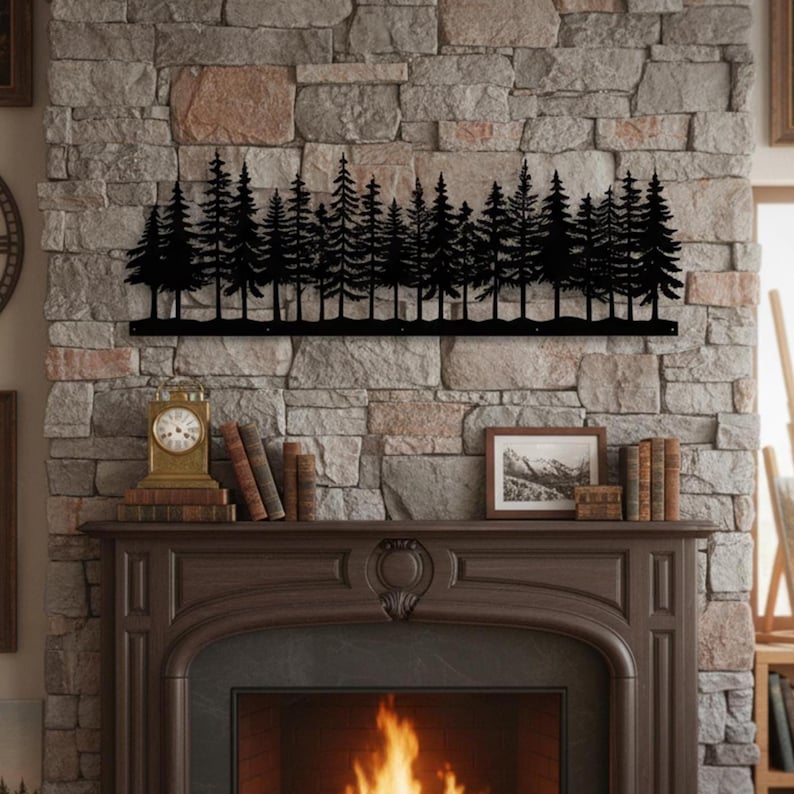 Forest Metal Wall Art, Forest of Pine Tree Scene Wall Decor, Nature ...