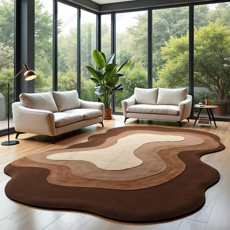 Asymmetrical Rug Brown - Etsy