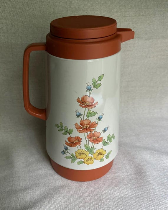 Vintage Corning Royal Garden Thermos | Coffee Carafe with Floral Design
