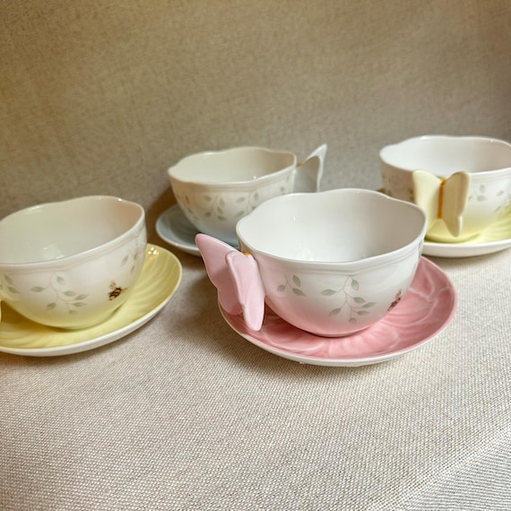 Lenox Butterfly Meadow Figural Teacup & Saucer | Butterfly Handle, Assorted Pastels