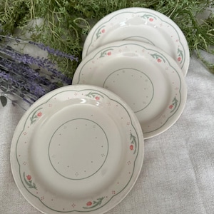 Set of 3 Corelle Calico Rose Bread Plates | Vintage Floral Rim