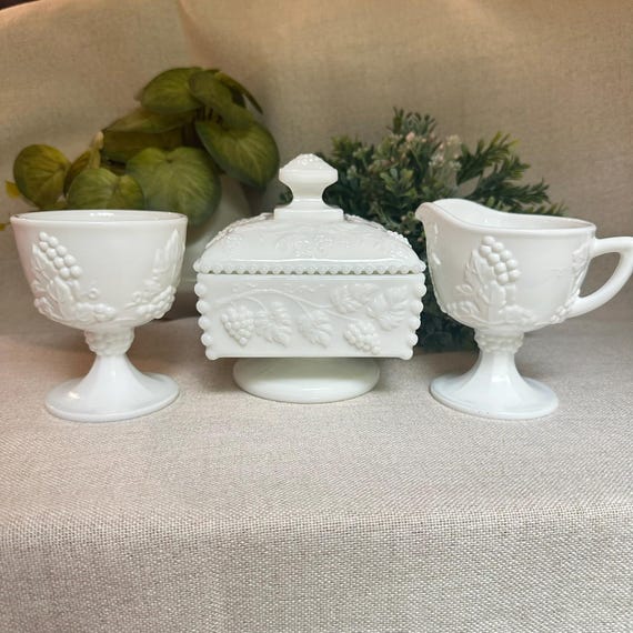 Vintage Milk Glass | Paneled Grape Pattern | Westmoreland Style