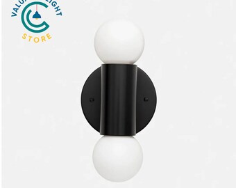 Sophisticated Double Globe wall Sconce | Midnight Up Down Designer Light Fixture