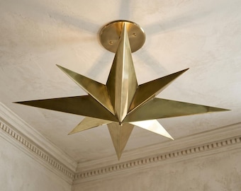 Handmade Brass Moravian Star Pendant Chandelier Ceiling Light Fixture