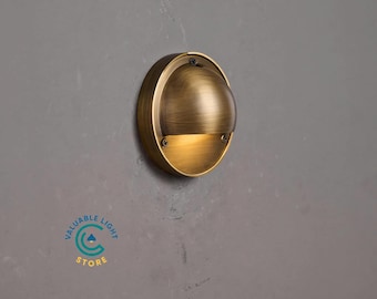 Antique Brass Half Dome Lamp Minimalist Vintage Wall Sconce Lighting Fixture