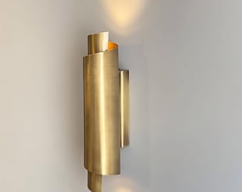 Handmade Aurora Brass Wrap Sconce | Sculpted Curved Designer Wall Lamp For Luxe Interiors