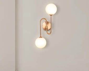 Luxury Minimalist Gold Wall Light | Double Globe Lamp For Modern Interiors