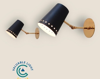 Modern Black and Brass Swing Arm Sconce Luxury Wall Light