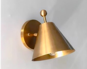 Handcrafted Brass Wall Sconce, Mid Century Modern Adjustable Light