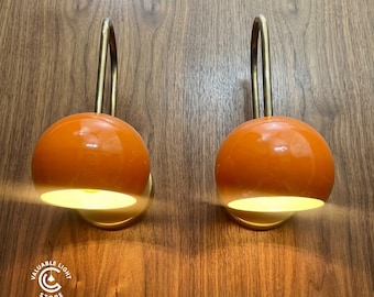 Raw Brass Orange Ball Wall Sconce – Vintage Italian Light