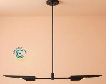 Modern Sleek Matte Black Minimal Dining Pendant Chandelier