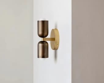 Modern Brass Double Cylinder Wall Sconce Up Down Light Fixture
