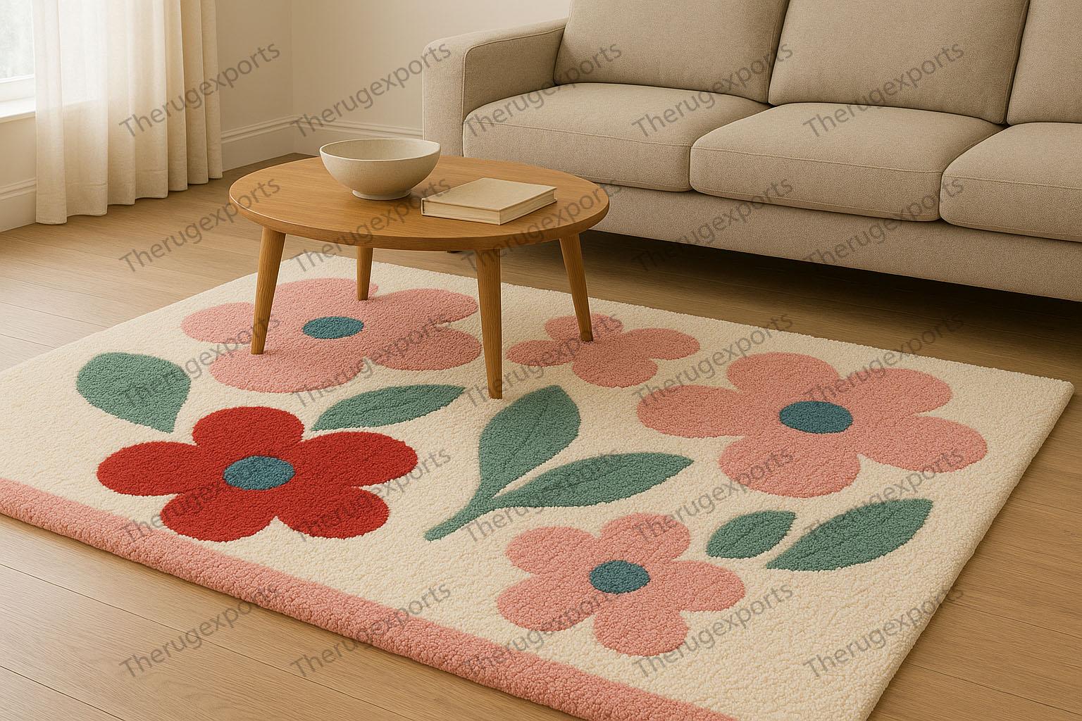 Hand Tufted Wool Area Rug | Modern Floral Design - Etsy