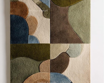 Hand Tufted Wool Area Rug, Modern Abstract Multicolor Carpet