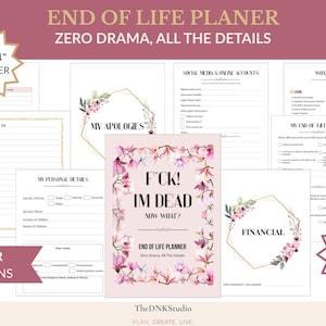 Planificador de fin de vida (PDF imprimible) • Organizador de últimos deseos y legados • Lista de verificación para funerales, contraseñas, cartas • Tamaño carta de EE. UU. 8,5 x 11