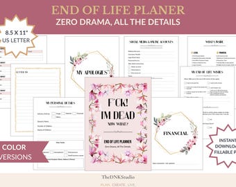 End-of-Life Planner Printable PDF • Final Wishes & Legacy Organizer • Funeral Checklist, Passwords, Letters • US Letter 8.5x11