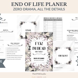 Planificador de fin de vida (PDF imprimible) • Organizador de últimos deseos y legados • Lista de verificación para funerales, contraseñas, cartas • Tamaño carta de EE. UU. 8,5 x 11