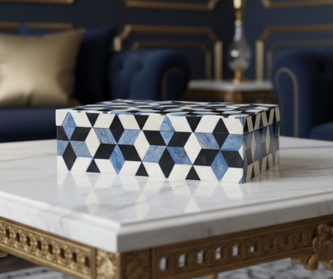 Costa (SMALL) - Rectangular Decorative Box | Handmade MDF & Bone ...