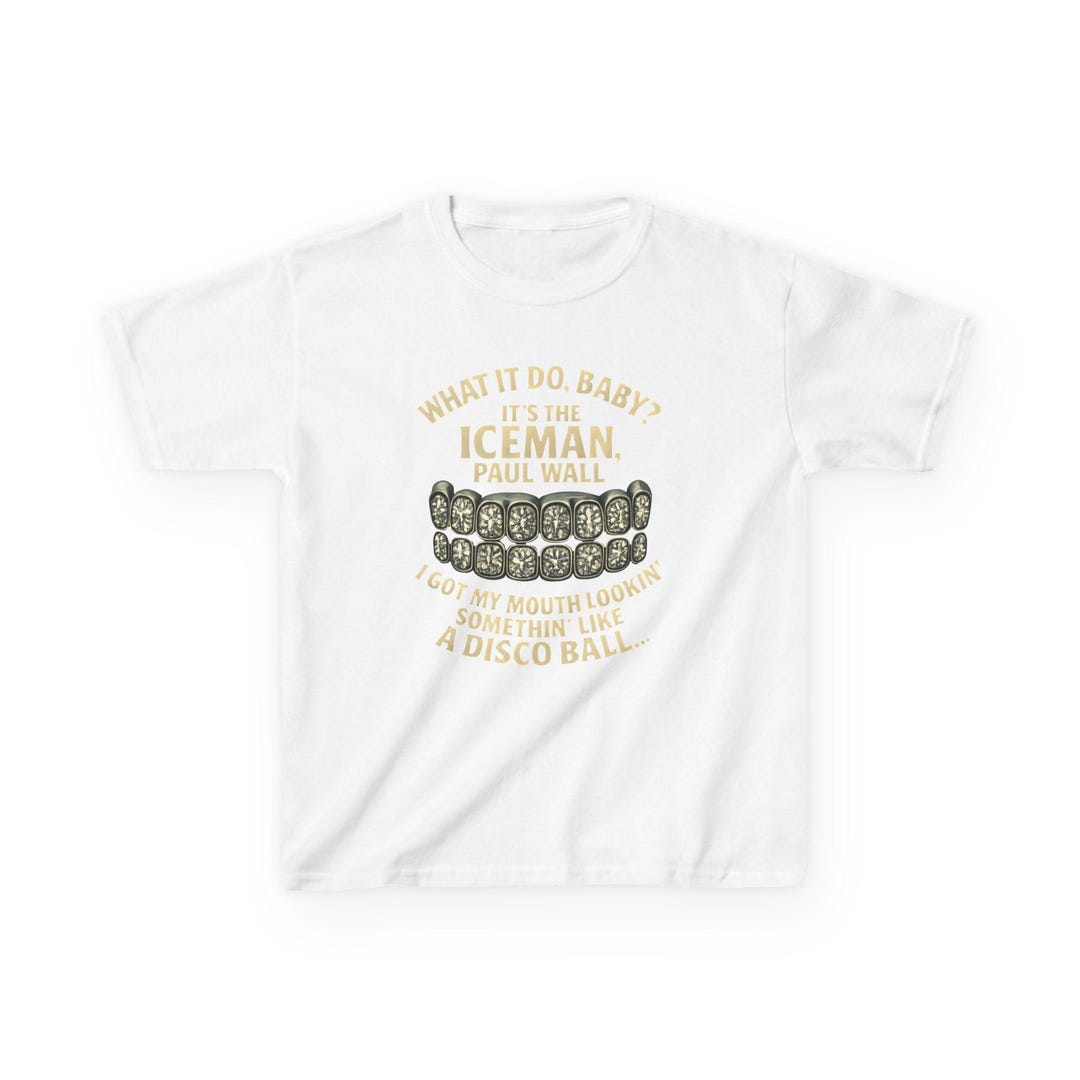 Paul Wall Grillz Kids T-shirt: Hip Hop Lyrics, Soft US Cotton