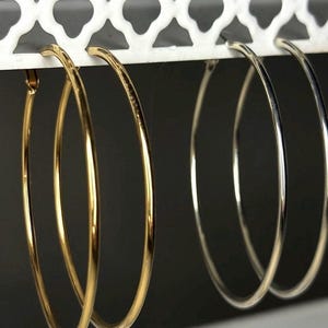 Gold or Silver Thin Hoop Earrings|70mm,60mm,50mm,45mm,32mm,29mm|Hoops/Large Hoop/XL Hoop/Over Size|Bridesmaids Proposal,Gift for Her,