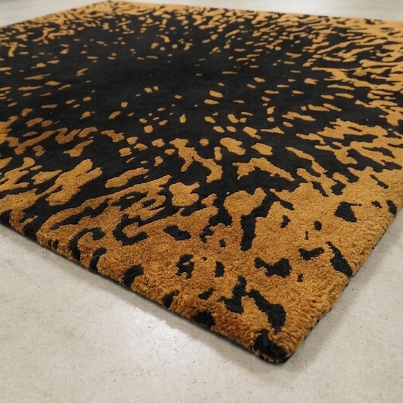 Hand Tufted Abstract Carpet | Terracotta Charcoal Organic Modern Floor Art