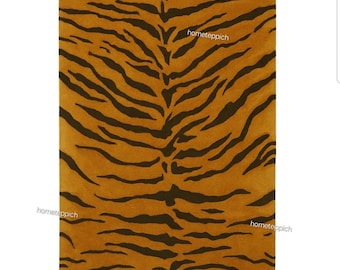 Hand-Tufted Wool Rug: Bold Tiger Print, New Zealand Wool