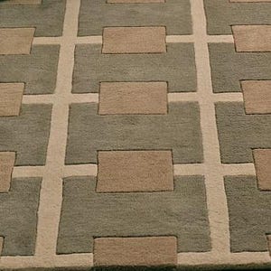 Hand Tufted Wool Rug: Olive Green Geometric Grid, Modern Decor - Etsy