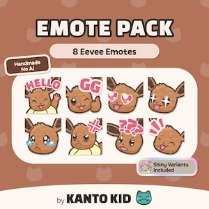 Eevee Emote Pack (8) | Cute Emotes for Streamers & Gamers | Twitch , Discord, YouTube