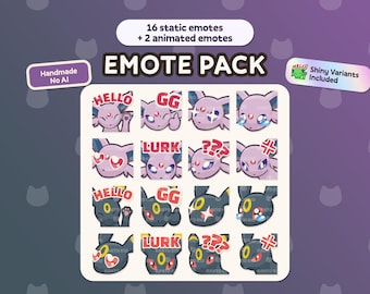 Espeon & Umbreon Pack – 16 Static + 2 Animated Twitch Emotes