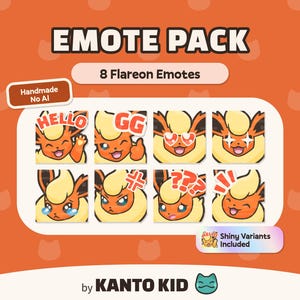 Flareon Emote Pack (8) | Cute Emotes for Streamers & Gamers | Twitch , Discord, YouTube