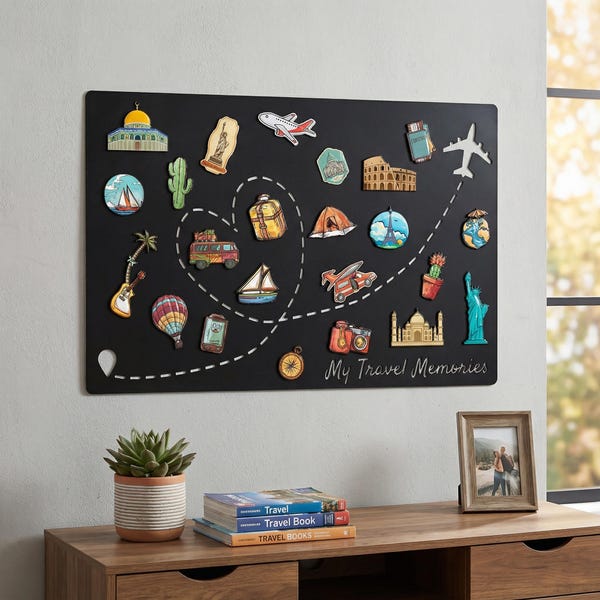 Travel Magnet Display Board,Metal Board,Custom Board for Travel Magnets Keepsake,Handmade Wall Display Gift for Travelers,Travel Theme Decor