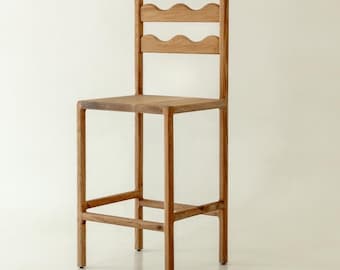 Silla de mostrador Tarang de madera de roble, taburete de bar