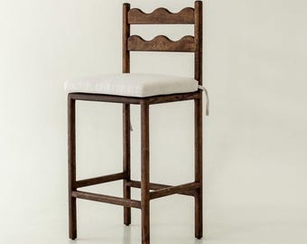 Handcrafted Solid Wood Counter Stool: Rustic Farmhouse Seating