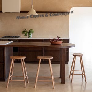 Solid Oak Counter Stool — Handcrafted Backless Wooden Kitchen Island Seating