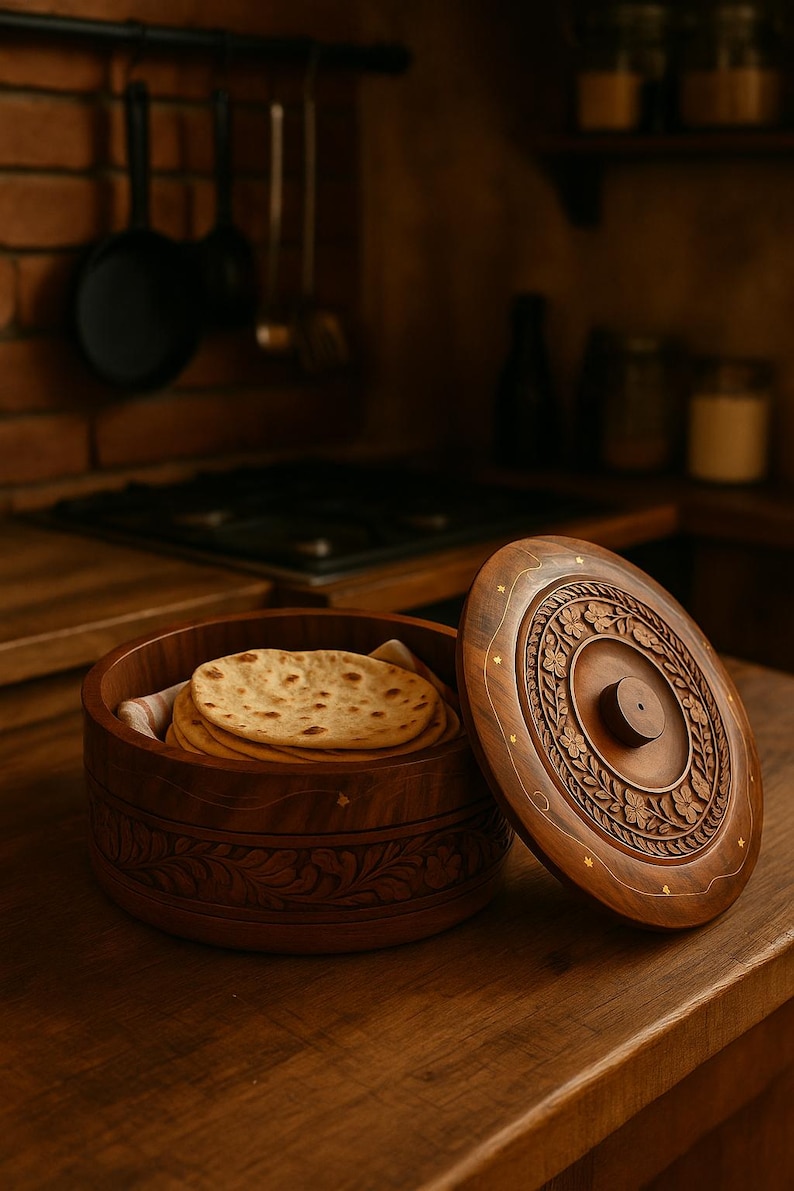 Pattern Roti Bakery Pakistani Roti Hotpot Engraved Bread Storage Box Gift for Grand Mother ...