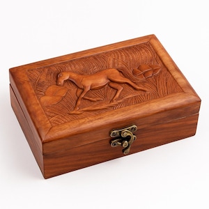 Horse Jewelry Box Rustic Handmade Wooden Animal Motif Keepsake Box Gift for Birthday or Anniversary Freedom Sign For Horse Lover