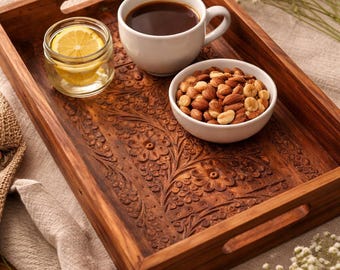 Hosting Tray Wooden Carved Dish In Small Medium Large Size Guest Special Present