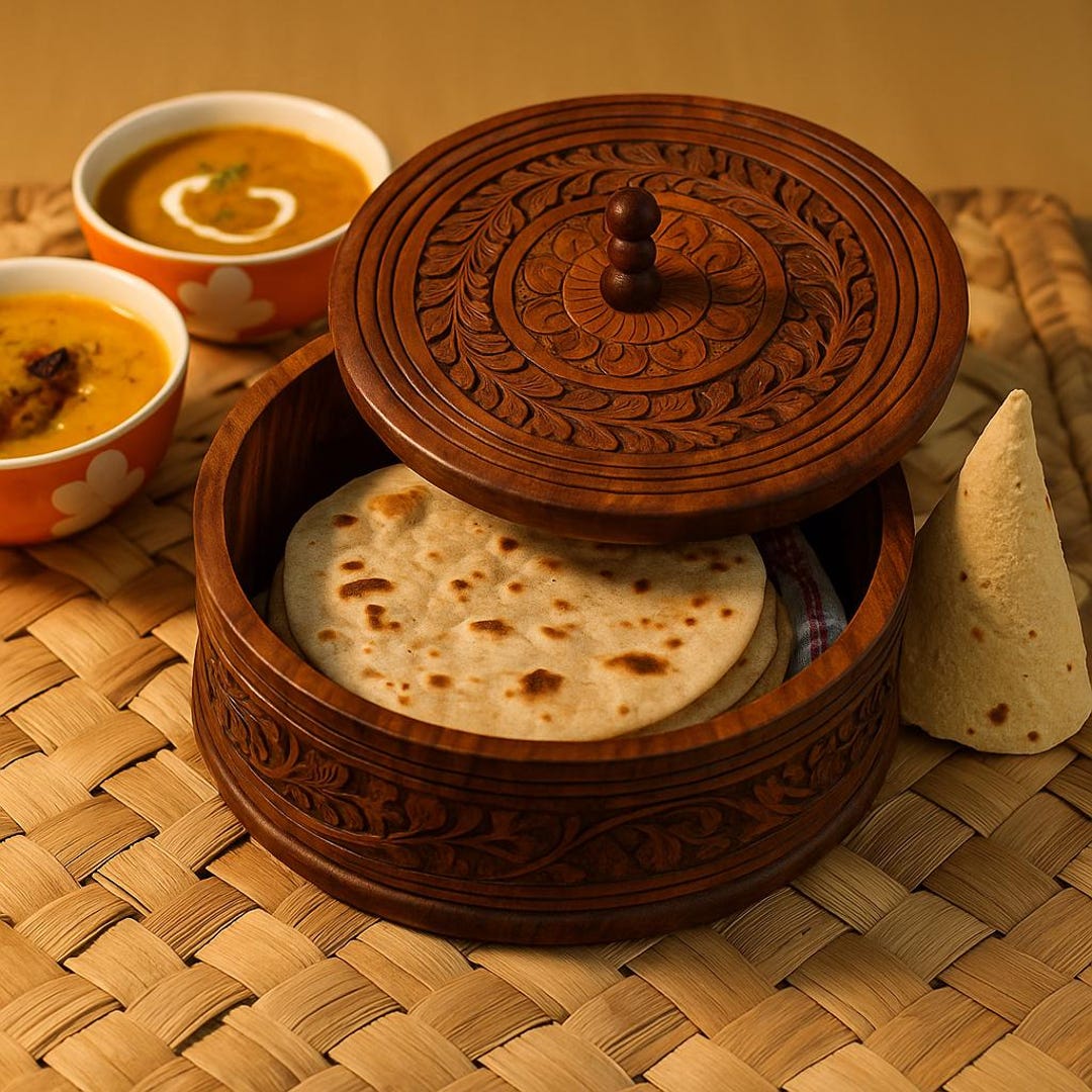 Hand-carved Wooden Roti Box With Lid: Rustic Kitchen Decor - Etsy